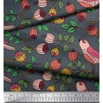 thumbnail image 2 of Soimoi Blue Poly Georgette Fabric Artistic Bird & Floral Decor Fabric Printed Yard 42 Inch Wide, 2 of 3