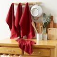thumbnail image 3 of Contemporary Home Living Set of 4 Solid Barn Red Waffle Terry Dish Towel, 26", 3 of 6