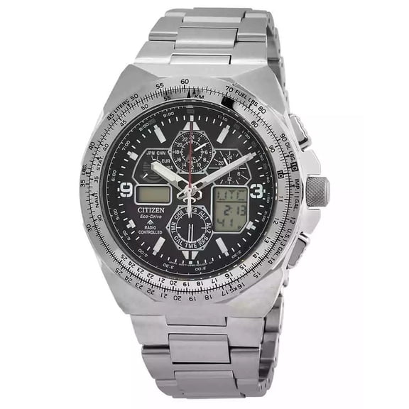 Citizen Promaster Skyhawk A-T Chronograph Stainless Steel Black Dial Eco-Drive JY8120-58E 200M Men's Pilot Watch