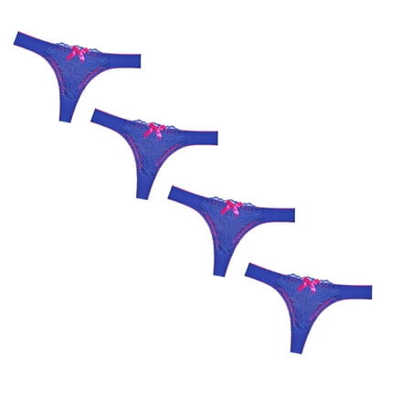 

Womens Underwear Brief Lace Through Hollow Out Cotton Low Waist Lace Thong Panties4PC