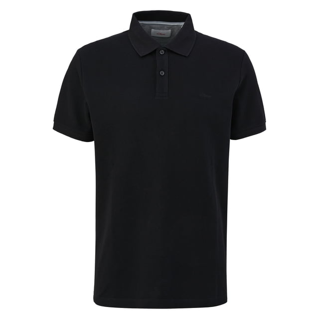 s.Oliver Polo para hombre - básico, cuello polo, algodón, liso Negro 2XL (XX-Large)