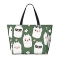 thumbnail image 2 of Xecao Alpaca Faces for versatile beach bag for women includes zipper pockets and waterproof material, ideal for vacations and adventures., 2 of 7