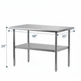 thumbnail image 2 of Garvee Stainless Steel Work Table, 48 x 30 x 34", 2 Tiers,  Food Prep Worktable, Silver, 2 of 10