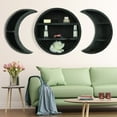 thumbnail image 3 of Becaristey 1pc Boho Style Wooden Moon Shaped Storage Shelf Wall Mounted Hanging Rack Space Saver Living Room Kitchen Home Decortion round, 3 of 6