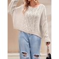 thumbnail image 6 of Womens Oversized Cable Knit Crew Neck Long Sleeve Fall Chunky Pullover Casual Loose Fit Sweater Tops S, 6 of 9