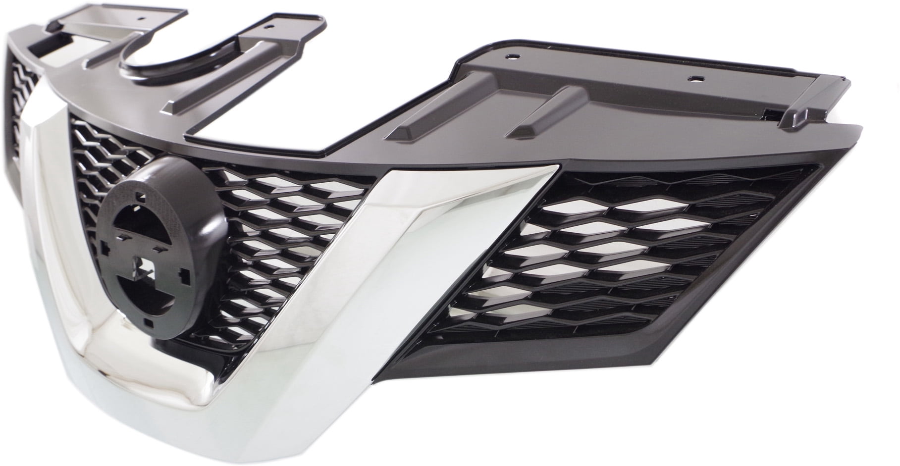 Grille Assembly Compatible With 2014-2016 Nissan Rogue Painted Black Shell and Insert CAPA Certified