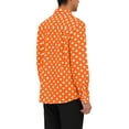 thumbnail image 3 of Unique Bargains Men's Long Sleeve Button Slim Polka Dots Shirt 34 Orange, 3 of 6
