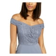 thumbnail image 3 of ADRIANNA PAPELL Womens Light Blue Lace Zippered Short Sleeve Off Shoulder Full-Length Formal Sheath Dress 12, 3 of 5