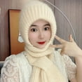 thumbnail image 1 of Hat And Scarf Integrated Ear Protection Windproof Scarf Winter Warm Knitted Hat Scarf Thickening Hat Scarf, 1 of 1