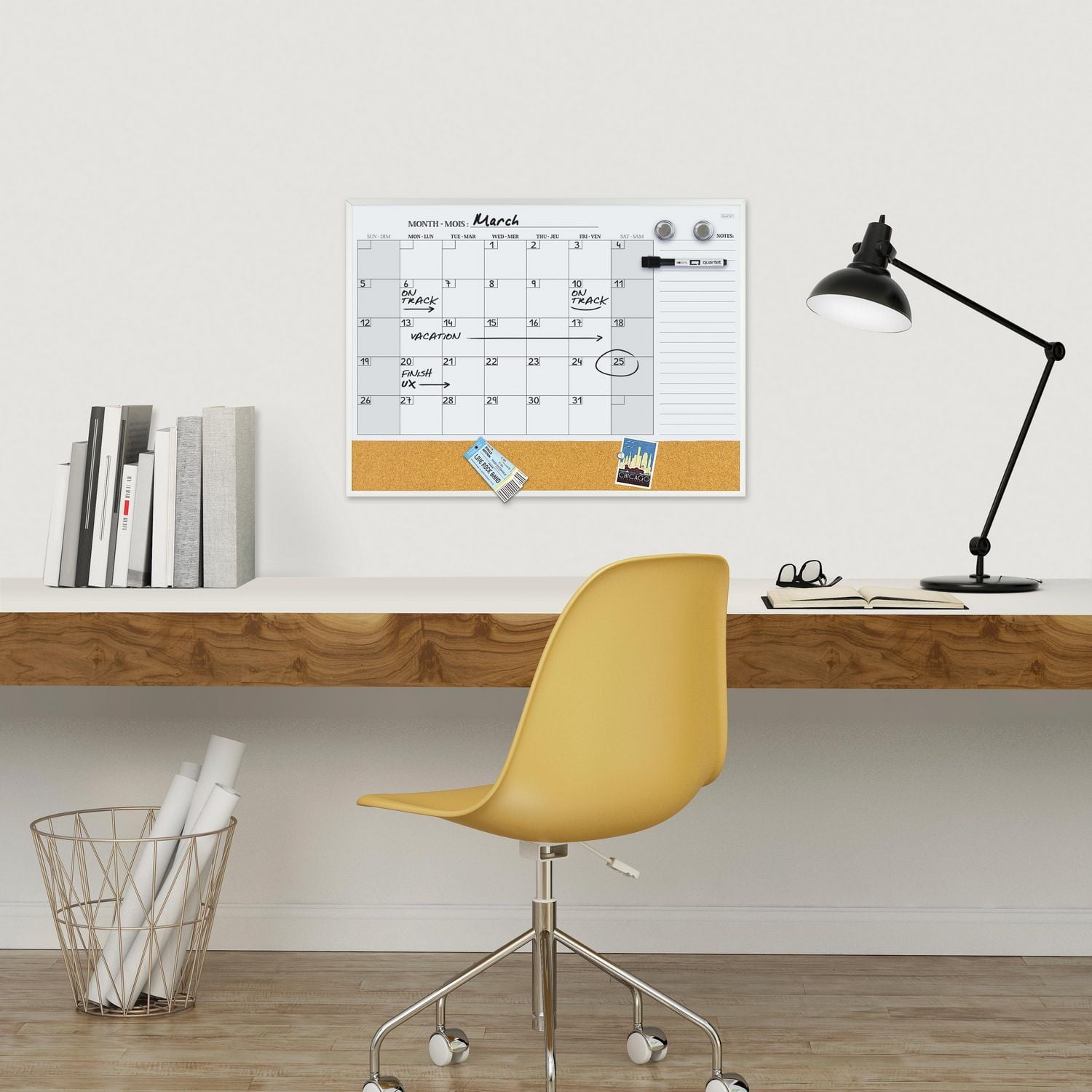 Quartet Magnetic Dry-Erase Combination Board, Slim Aluminum Frame, 23” x 17”