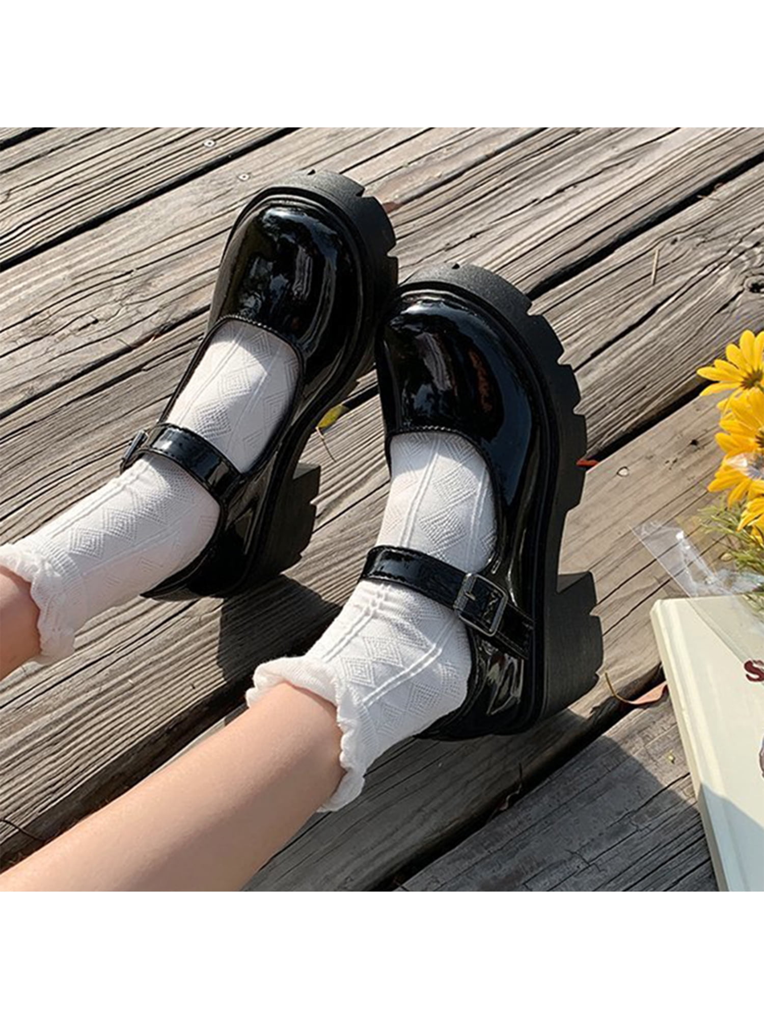 Gomelly Girls Mary Jane Chunky Platform High Heels Buckle Walking