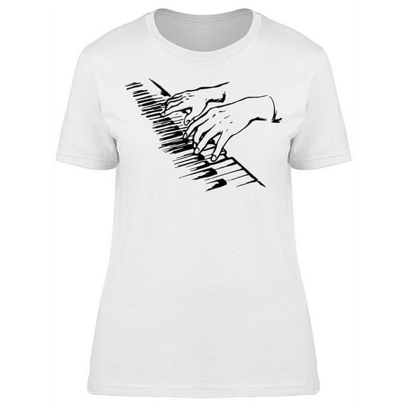 Hands Playing The Piano. Sketch T-Shirt Women -Image by Shutterstock, Female Medium