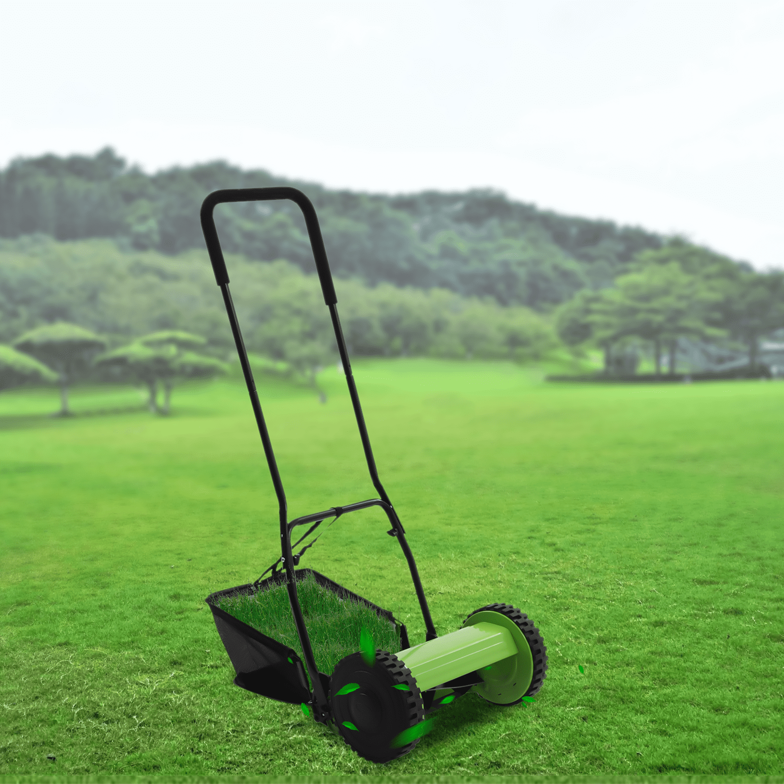 TOOL1SHOoo 12 Manual Reel Push Lawn Mower Grass Cutter Dual Wheeled  5-Blade Adjustable
