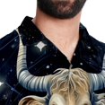 thumbnail image 5 of Taurus Constellation Men's Button Down Hawaiian Print Short Sleeve Casual Summer Beach Shirts, 5 of 6