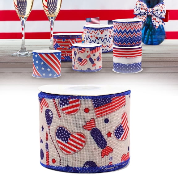 4th Of July Ribbon Flag Ribbon Americana Ribbon 4th Of July Ribbon Wired American Flag Ribbon Patriotic Wired Ribbon Red White And Blue Wired Ribbon Patriotic Ribbon For Wreath