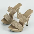 thumbnail image 5 of Women's Golden Platform Sandals 13cm Thin Heels High Sandals Dance Double Layered Straps Crystal Sexy for Party LFD-1099-D3, 5 of 7