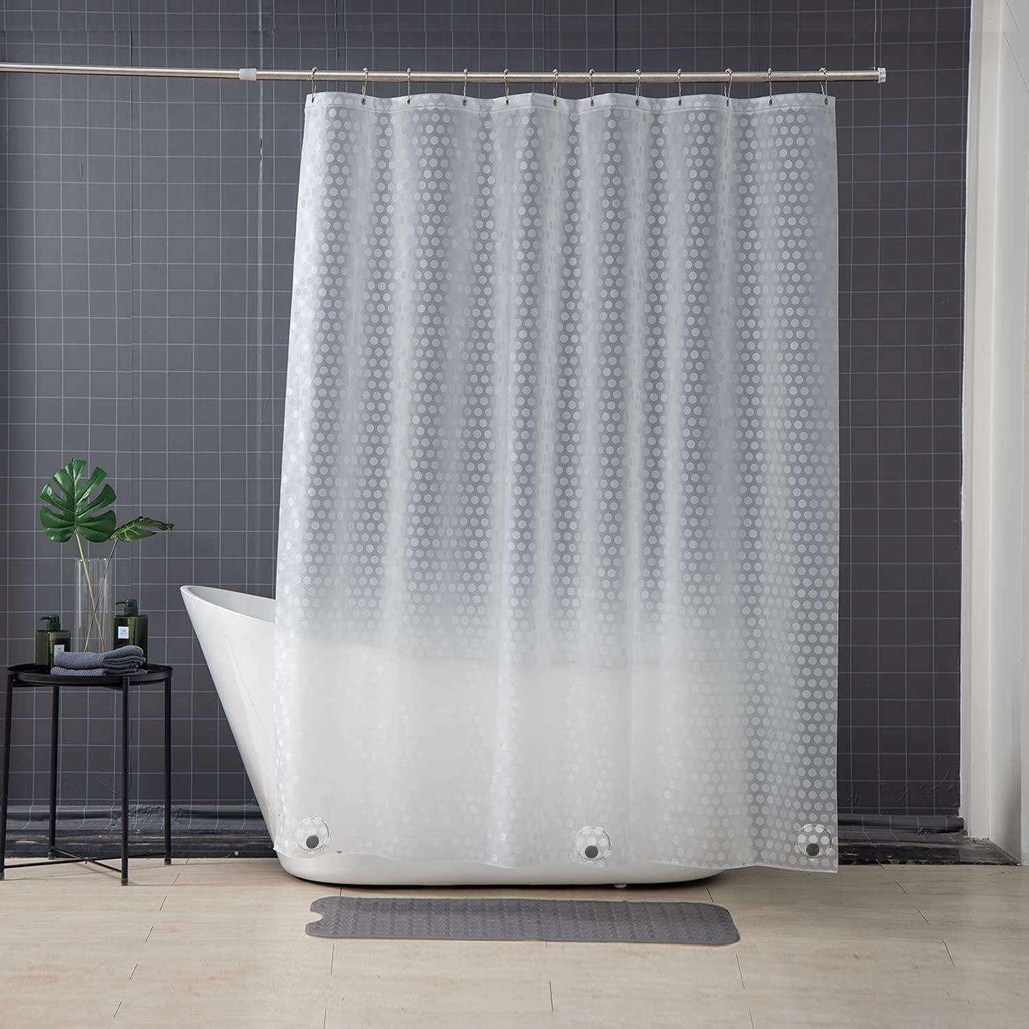 Bathtubs Waterproof Shower Curtain Liner 8G EVA Thick Shower Curtain No Smell with Heavy Duty 3 Bottom Magnets 3D Pebble Pattern Stain Resistant Shower Liner for Shower Stall 