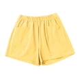 thumbnail image 2 of Bbyeadc Women's Linen shorts Straight Leg Bottoms Solid Color Comfort Elastic Waist Shorts Fashion Mid Waisted Bermuda,Yellow(S), 2 of 6