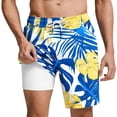 thumbnail image 2 of Yaoyar Mens Swim Trunks with Compression Summer Liner 2 in 1 Board Shorts Quick Dry Swimming Trunks with Pockets, 2 of 7