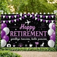 thumbnail image 5 of Purple Theme Retirement Banner Black Background Happy Retirement Banner Balloon Design Triangle Flag Decor Farewell Banner for Retirement Party Office Party Photo Shoot, 5 of 9