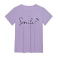 thumbnail image 3 of WEIYLL T-Shirt pour Femmes Imprimé Floral de Printemps Manches Courtes Tops Violets Tailles TTG, 3 of 3
