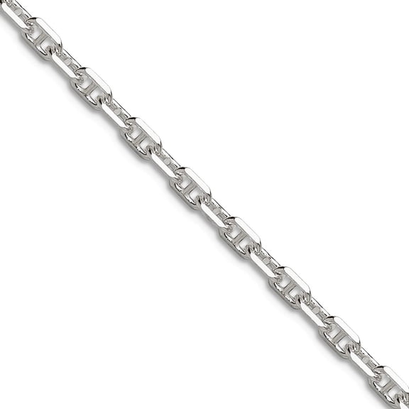 925 Sterling Silver Polished and Sparkle-Cut 3mm Marine Link Chain Necklace 22 Inch Chain Necklace for Women and Men
