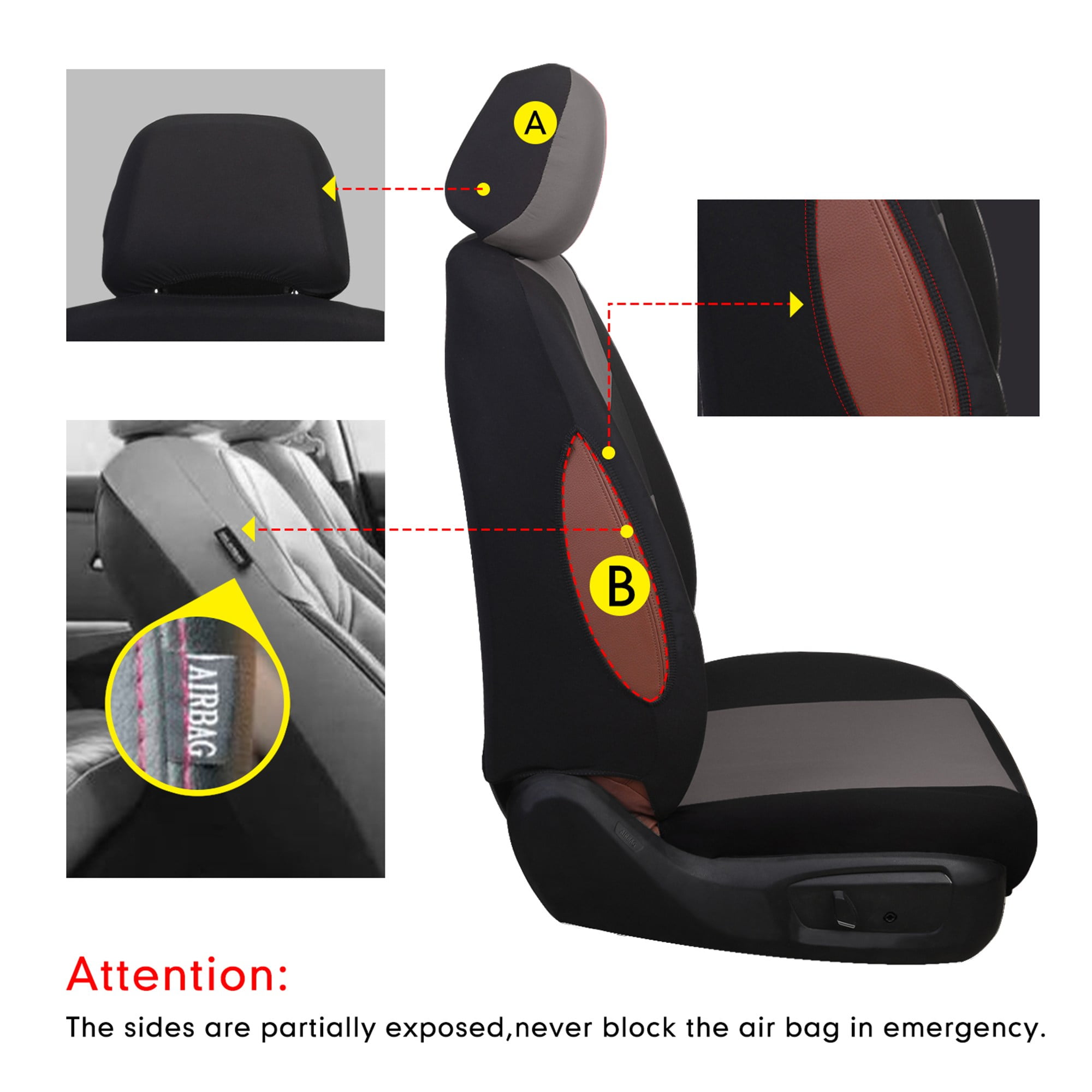 Full Car Seat Covers for 5 Seats, Black-Gray Design, Universal Fit for Cars SUVs Trucks, Anti-Scratch, All-Season Complete Seat Protector Kit