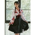 thumbnail image 3 of Kimono Sakura Girl Japanese Style Floral Print Vintage Dress Woman Costume Haori Robe Set For Party Yukata Asian Cosplay Clothes, 3 of 5