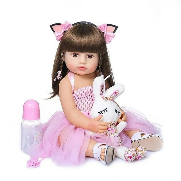 NPK Original 50cm Reborn Baby Toddler Doll Full Silicone Body Vinyl Toy For Girl Princess Bebe Accompanying Toy Christmas Gift Pink 50cm