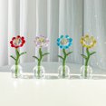 thumbnail image 3 of Crystal Flower Figurine Ornament Glass Flowers Paperweight Lady Gift Birthday Party Table Decor,Red, 3 of 5