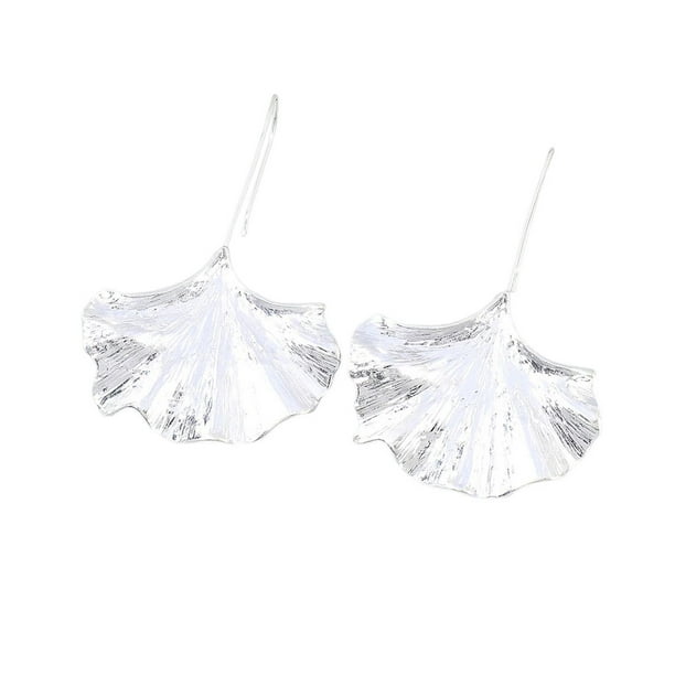 Pendientes de Ginkgo Biloba Qarigey 2 uds Dorados de Metal Forma de Hoja