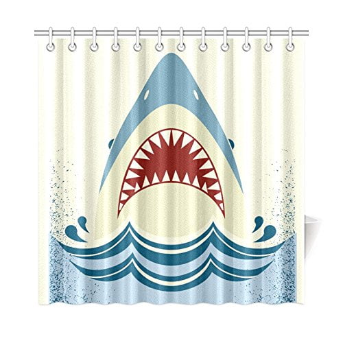 MKHERT Angry Shark Jaws Shower Curtain Home Decor Bathroom Shower ...