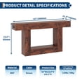 thumbnail image 2 of 63-Inch Farmhouse Entryway Table with Charging Station & Storage - 2-Tier Narrow Console Table for Hallway, Living Room & Foyer, Brown, 2 of 7