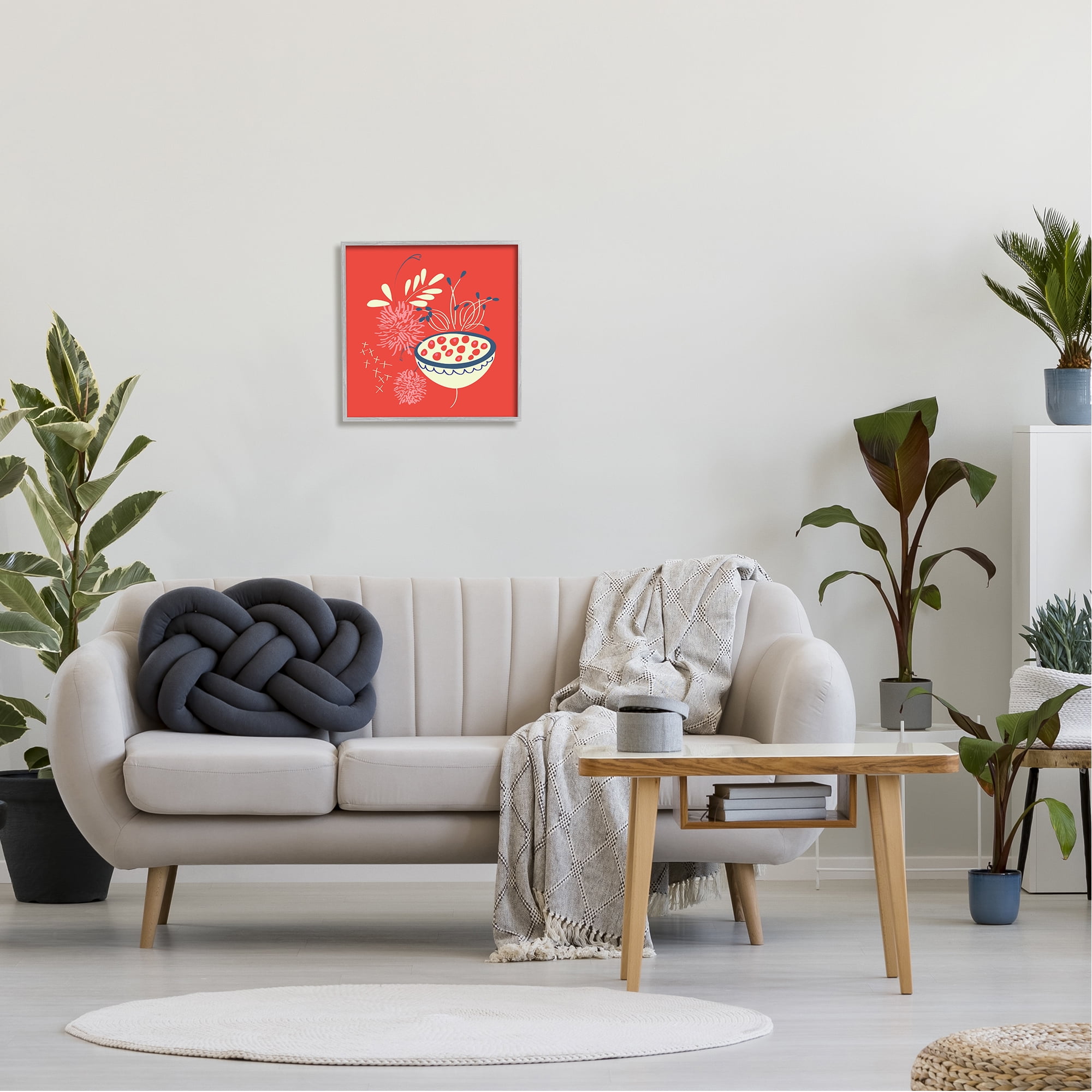 Stupell Industries Red Botanical Seeds Botanical & Floral Painting Gray Framed Art Print Wall Art, 17 x 17