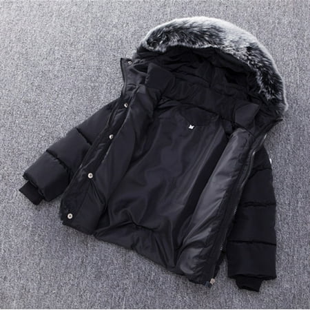 

TOWED22 Toddler Winter Coat Girls Sherpa Fleece Hoodies Jacket Zip Shearling Coat Outwear With Pockets Black