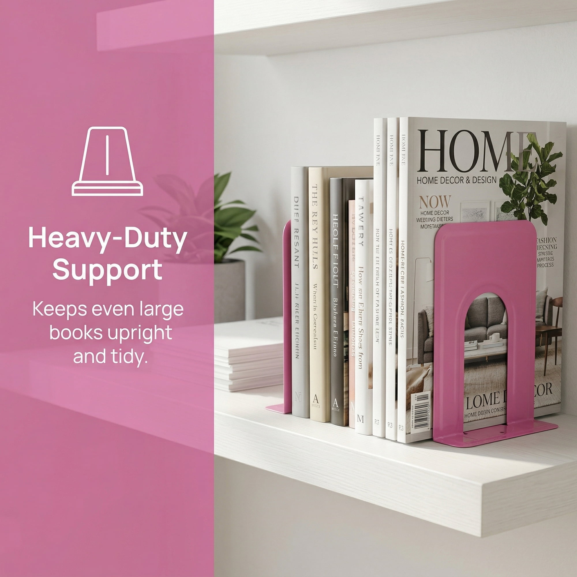 Unique Bargains Expandable Iron Bookends with Compartments Pink 5"L x 5.8"W x 6.7"H