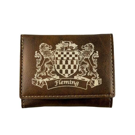 Fleming Irish Coat of Arms Rustic Leather Wallet