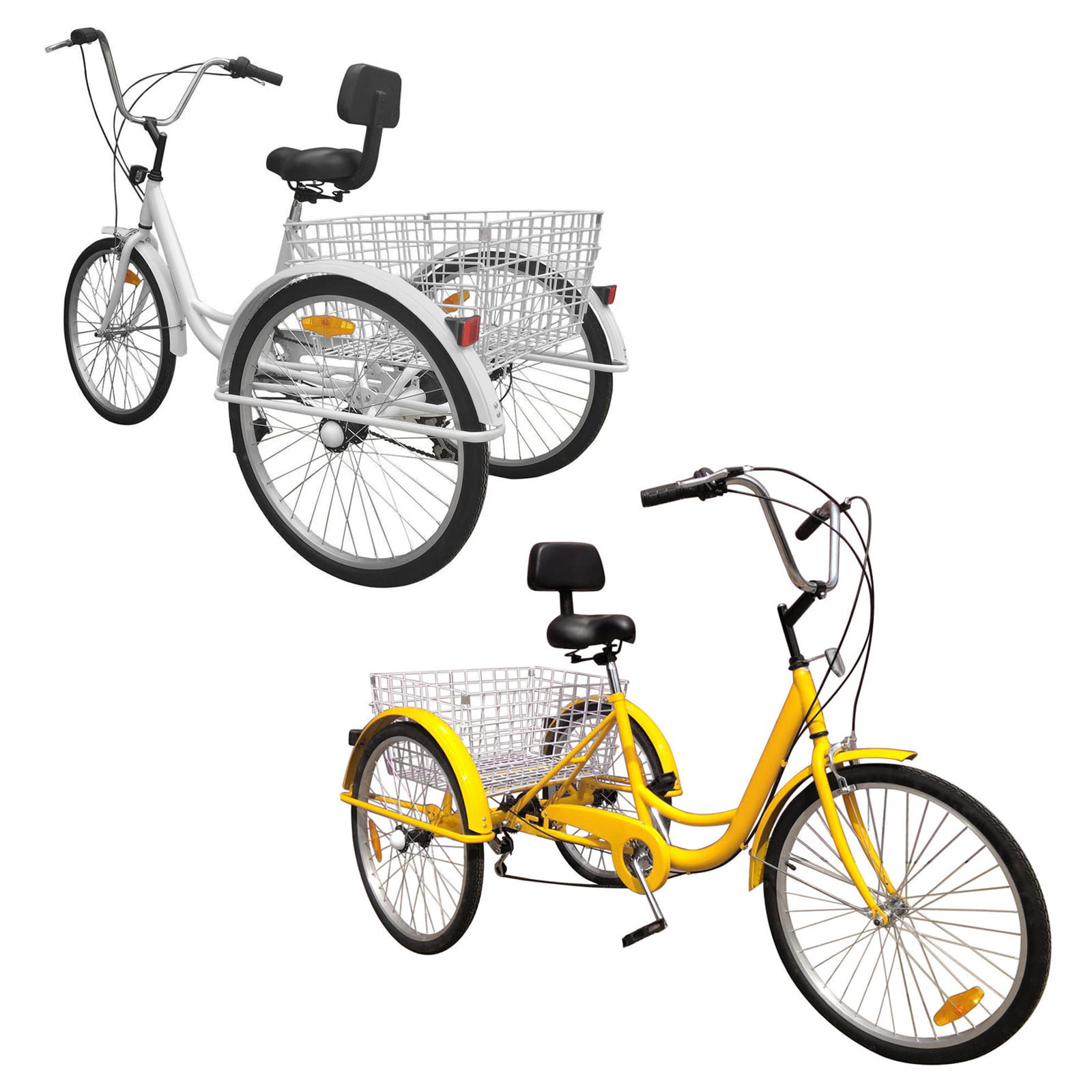 Basket Ridgeyard 24" Adult Tricycle 3-Wheel 7-Speed Bicycle Trike Bike Cruiser 