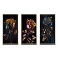 thumbnail image 2 of Designart "Glamorous Golden Rose on Black Background I" Floral Rose Framed Wall Art Set Of 3 - Pink Traditional Frame Gallery Set For Office Decor, 2 of 6