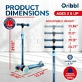 thumbnail image 2 of Dribbl 3-Wheel Kids Scooter - Lean-to-Steer Technology, Adjustable Height Handlebar, Wide Anti-Slip Deck, Scooter for Boys & Girls Ages 2+, Child Safety Approved, Support Riders Up to 165 lbs, Blue, 2 of 6