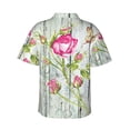 thumbnail image 3 of Bixox Men's Hawaiian Shirts Men's Vintage Wood Background with Floral Print Short-Sleeve Shirt-Small, 3 of 8