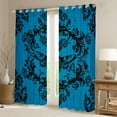 thumbnail image 2 of Homewish Blue Black Damask Curtains Pack of 2 (42x84 Each),Gothic Skull Moth Curtains Blackout,Retro Victorian Pattern Bedroom Curtains For Men Women,Ultra Soft Home Decor, 2 of 6