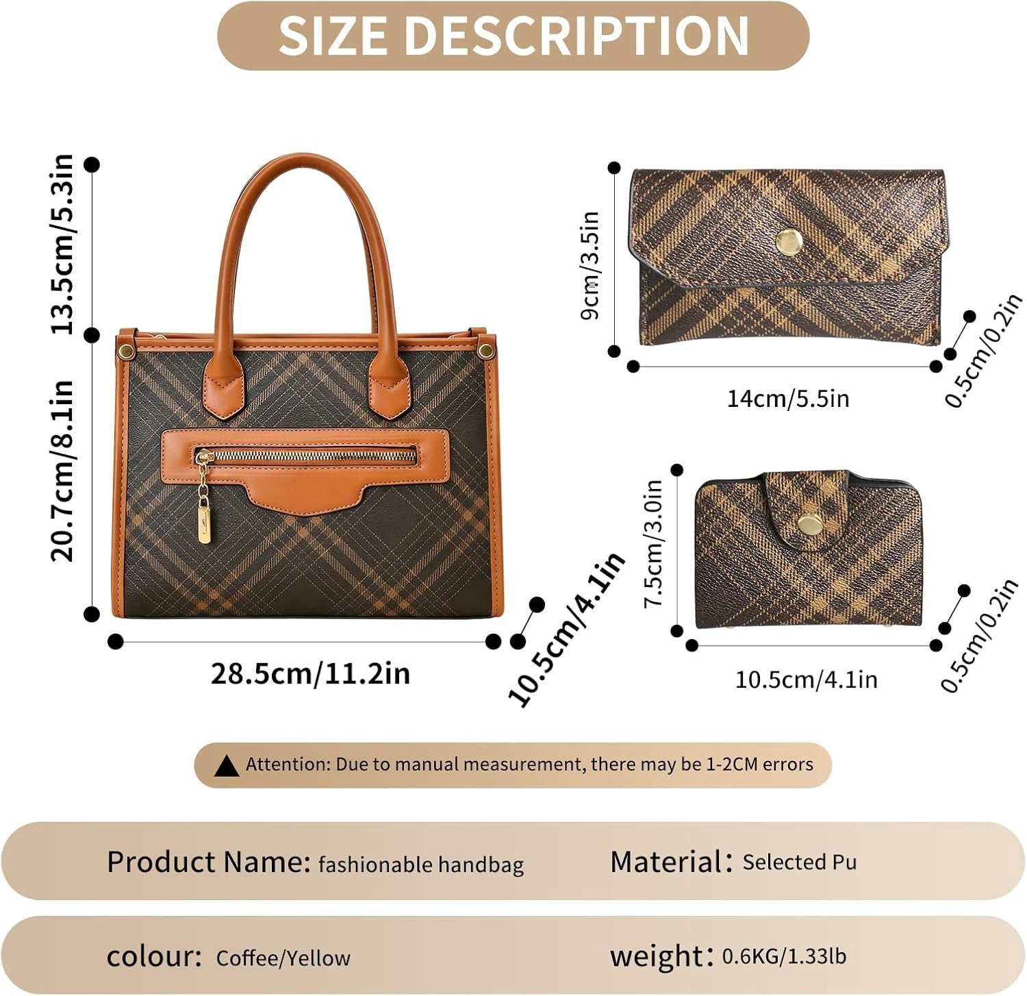 Purses and Handbags for Women, 3 count Women's Handbags Fashion PU Leather, Tote  Top Handle Satchel Purse Bags