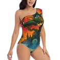 thumbnail image 3 of Pofeuu Abstract Tree Castle Print Women's One Piece Swimsuits One Shoulder Swimwear Asymmetric Ruffle Monokinis Bathing Suits-XX-Large, 3 of 6