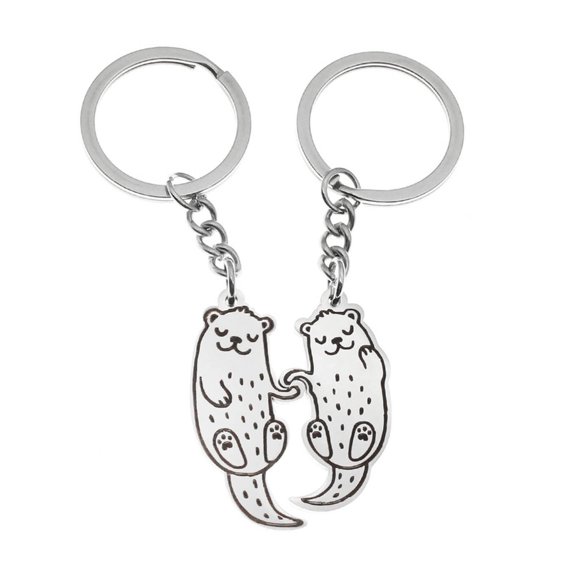 ROCKROK Car Keychain Otters Key Holder Stainless Steel Bag Pendant Gift for Besties
