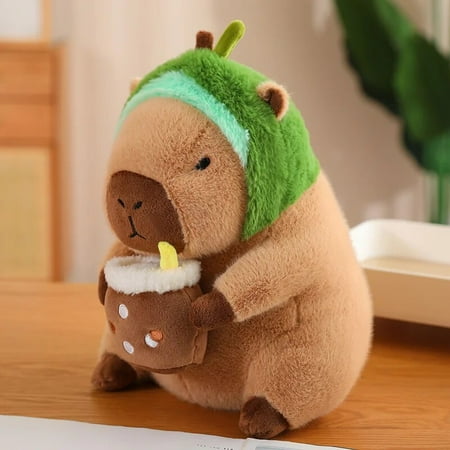 Capybara Plush Toy Simulation Capibara Cosplay Unicorn Dinosaur Dress Boba Bread Fruit Food Decor Birds Bubble Stuffed Animals about 40cm avocado