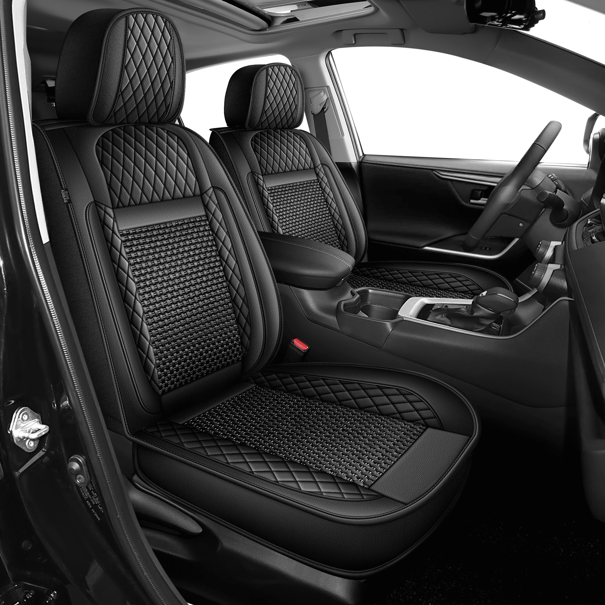 Car Seat Covers Fit for Nissan Pathfinder 2011-2025 2026:Breathable Ice Silk Leather Seat Cushion Protector,Cooling Premuim Interior Accessories(Black,Front Row)