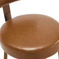 thumbnail image 3 of WOOW DEPOT PU Swivel Bar Stools Set of 2, 29" Seat Height Modern Upholstered Bar Chairs w/ Mid-back Round Seat Walnut Legs Leather Island Stools for Kitchen Counter, 3 of 11
