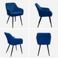 thumbnail image 7 of Cozy Castle Velvet Accent Chairs Set of 2, Upholstered Dining Chairs for Living Room, Dining Room, Bedroom, Mid Century Modern Vanity Chair with Metal Legs and Ergonomic Backrest, Blue, 7 of 7