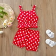 thumbnail image 4 of XZNPDUCQ Toddler Girls Summer Outfit Print Short Sleeve T-Shirt Top with Elastic Shorts Set Cute 2Pcs kids For 6 12 18 24 Months 2T 3T 4T 5T Dailywear Red，2-3 Years, 4 of 7